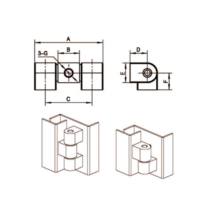 Frame Door Scale instruitur Hinge-B2209