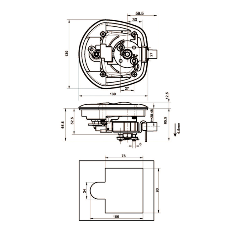 Padlock Type T palpate Novifacta Compressione Lock-A7892