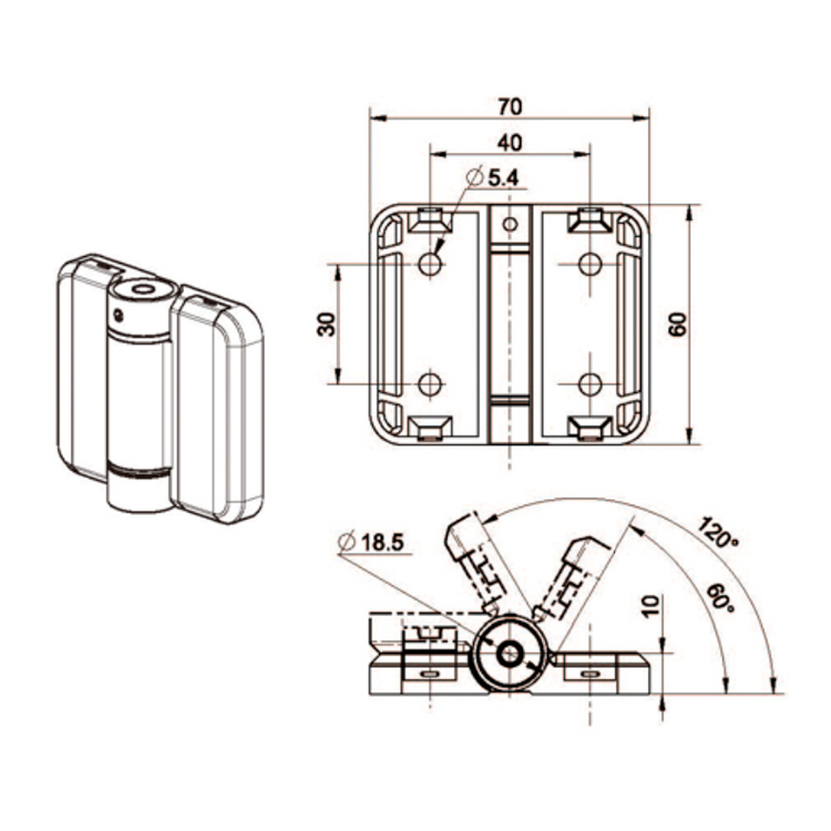 Flat-Mons Positioning Hinge-B2233-1
