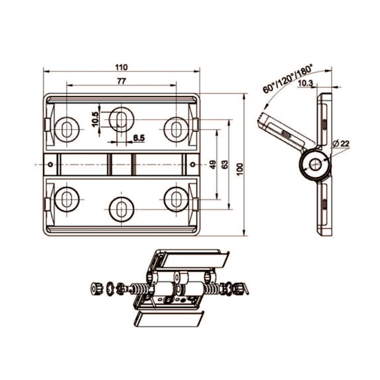 Flat-Montium Positioning Hinge-B2233-2