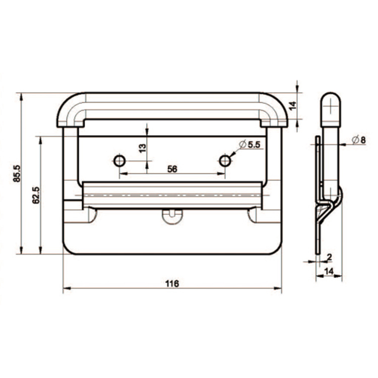 Aluminium Profile Reset Type Foling Handle-E5204-2