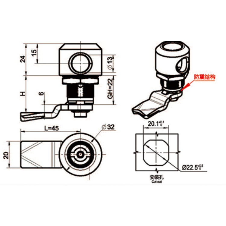Padlock tool Type Cam Lock-A6019