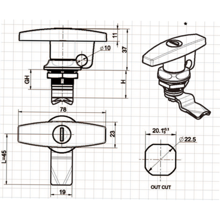 T Palpate Padlock Cam Lock-A6072
