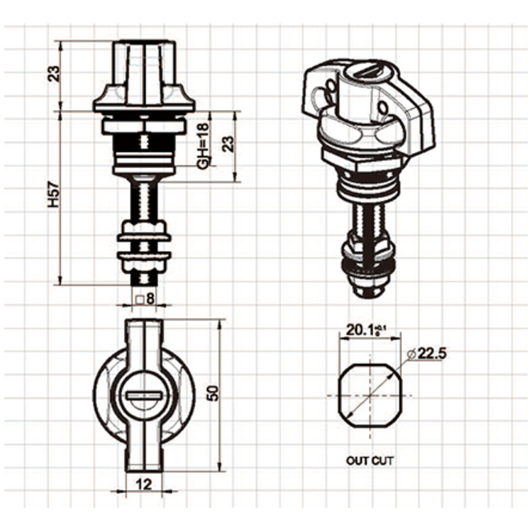 Cornus informibus manubrium Padlock Type Novifacta Turn Lingua Lock-A6073