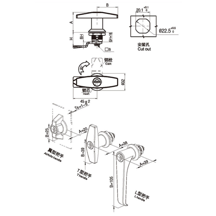 Wing manubrium Type Cam Lock-A6091