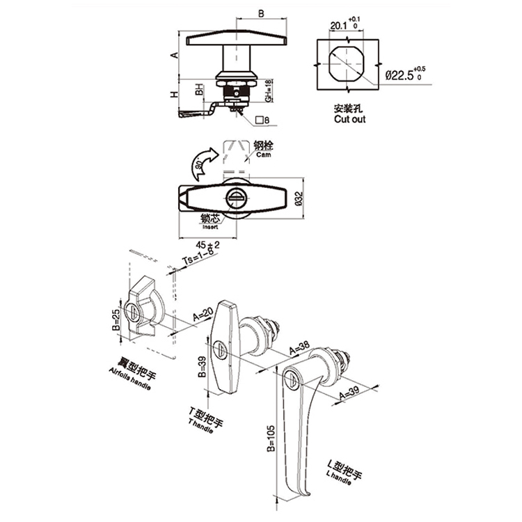 Palpate Type Cam Lock, Niger, Cum Lock Core-A6091-1111