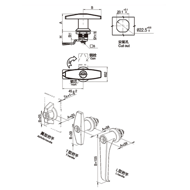 Wing manubrium Type Cam Lock-A6091