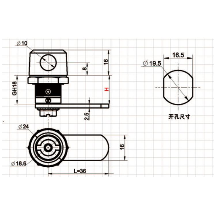 Instrumentum Type Padlock Type Cam Lock-A6208-1