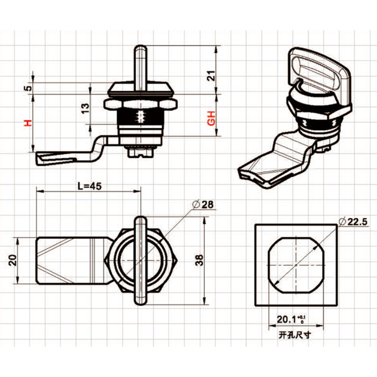 LABIUM Knob Convertere Linguam Obfirmo-A6306-1；2